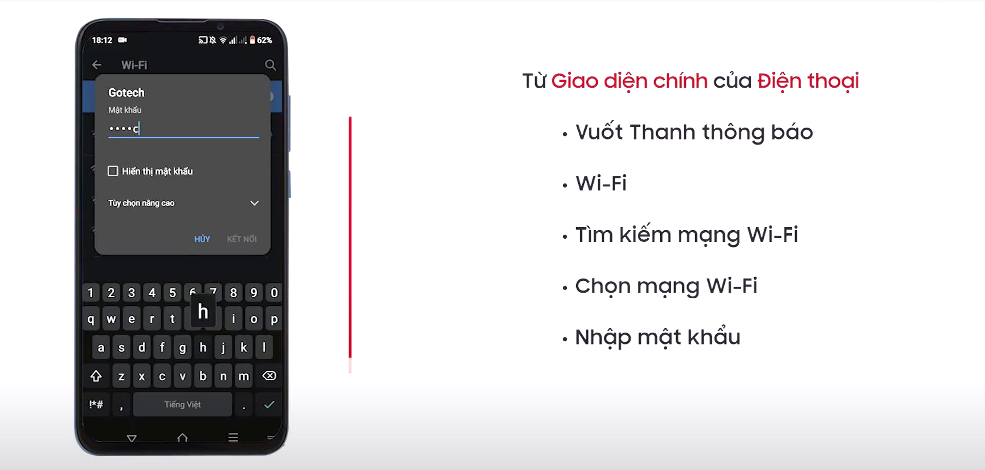 Kết nối wifi trên điện thoại từ mạng wifi của màn hình GOTECH
