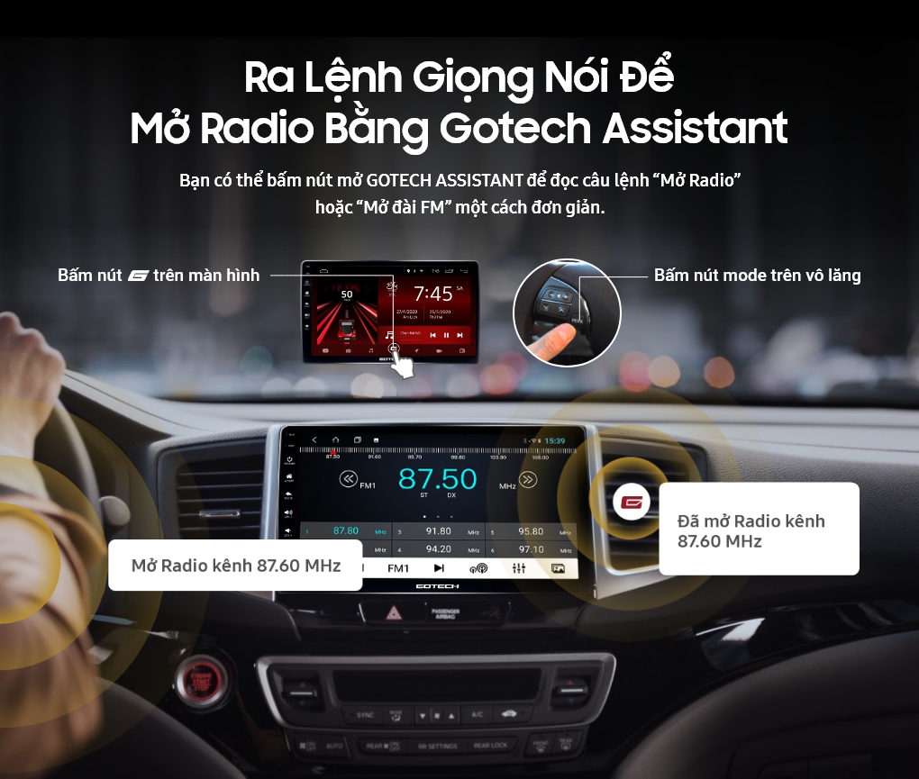 Hướng dẫn nghe radio trên màn hình Gotech