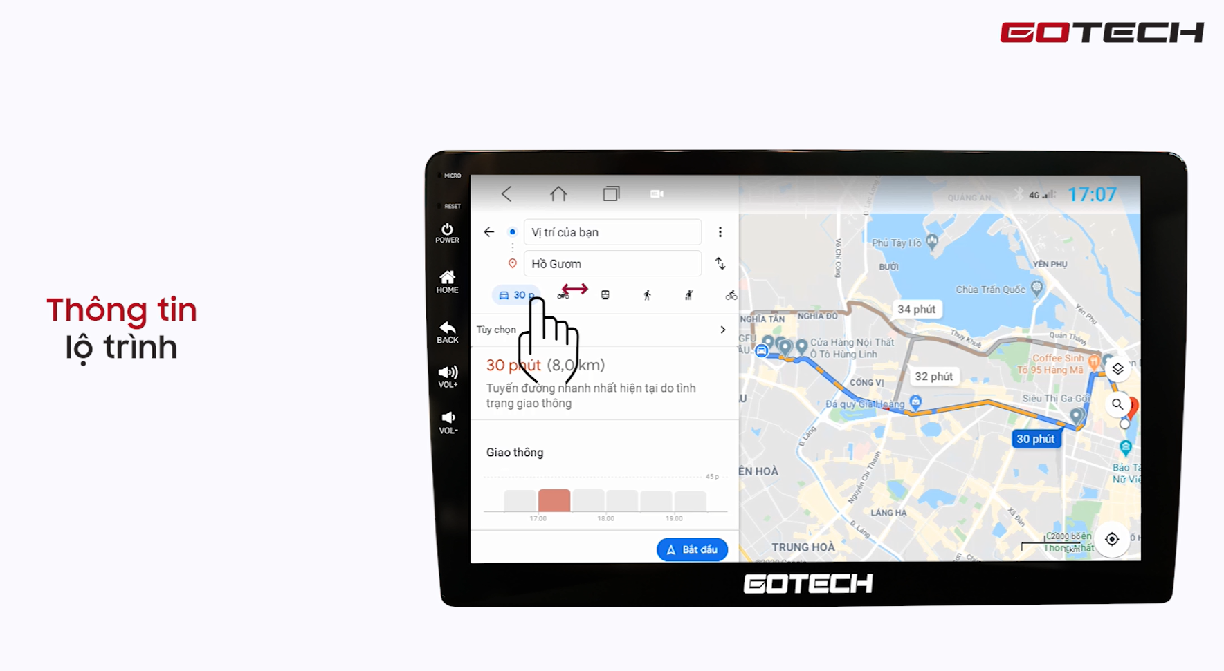 Hướng dẫn sử dụng Google Maps trên màn hình Gotech