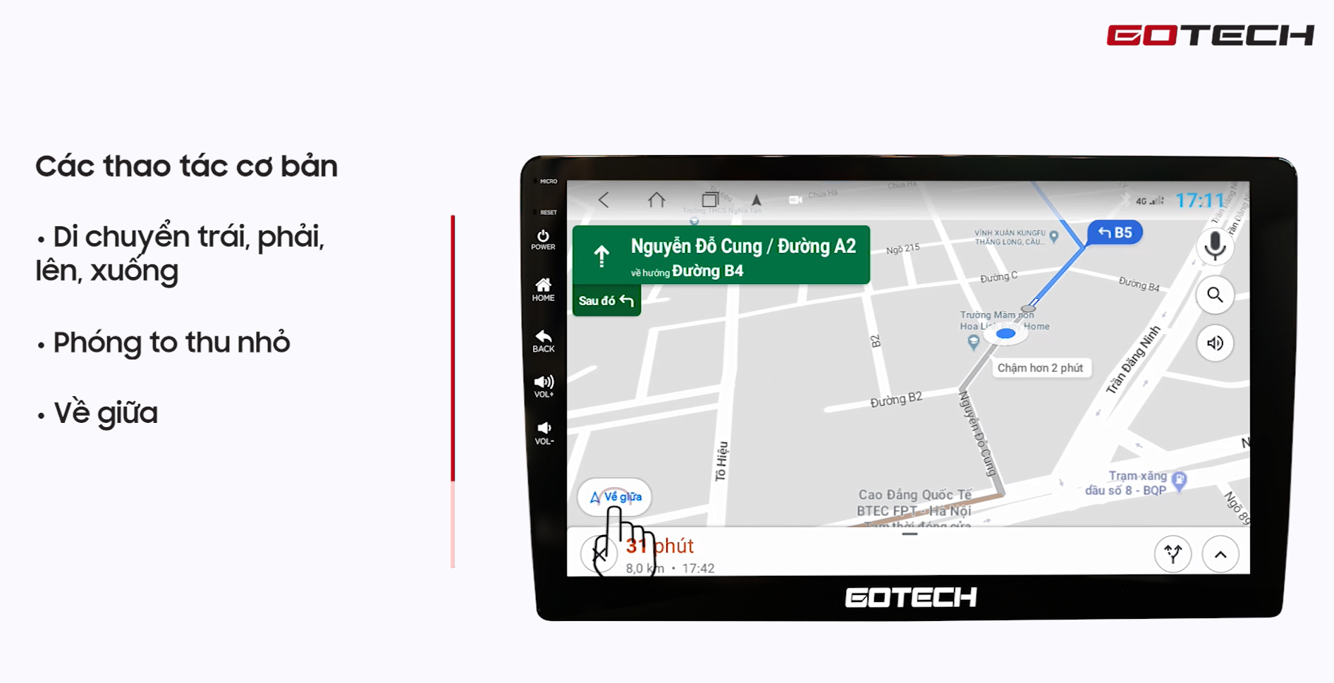 Hướng dẫn sử dụng Google Maps trên màn hình Gotech