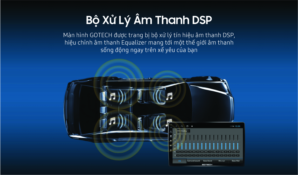 Màn hình ô tô thông minh GOTECH GT8 với bộ xử lý âm thanh cao cấp DSP 32 kênh