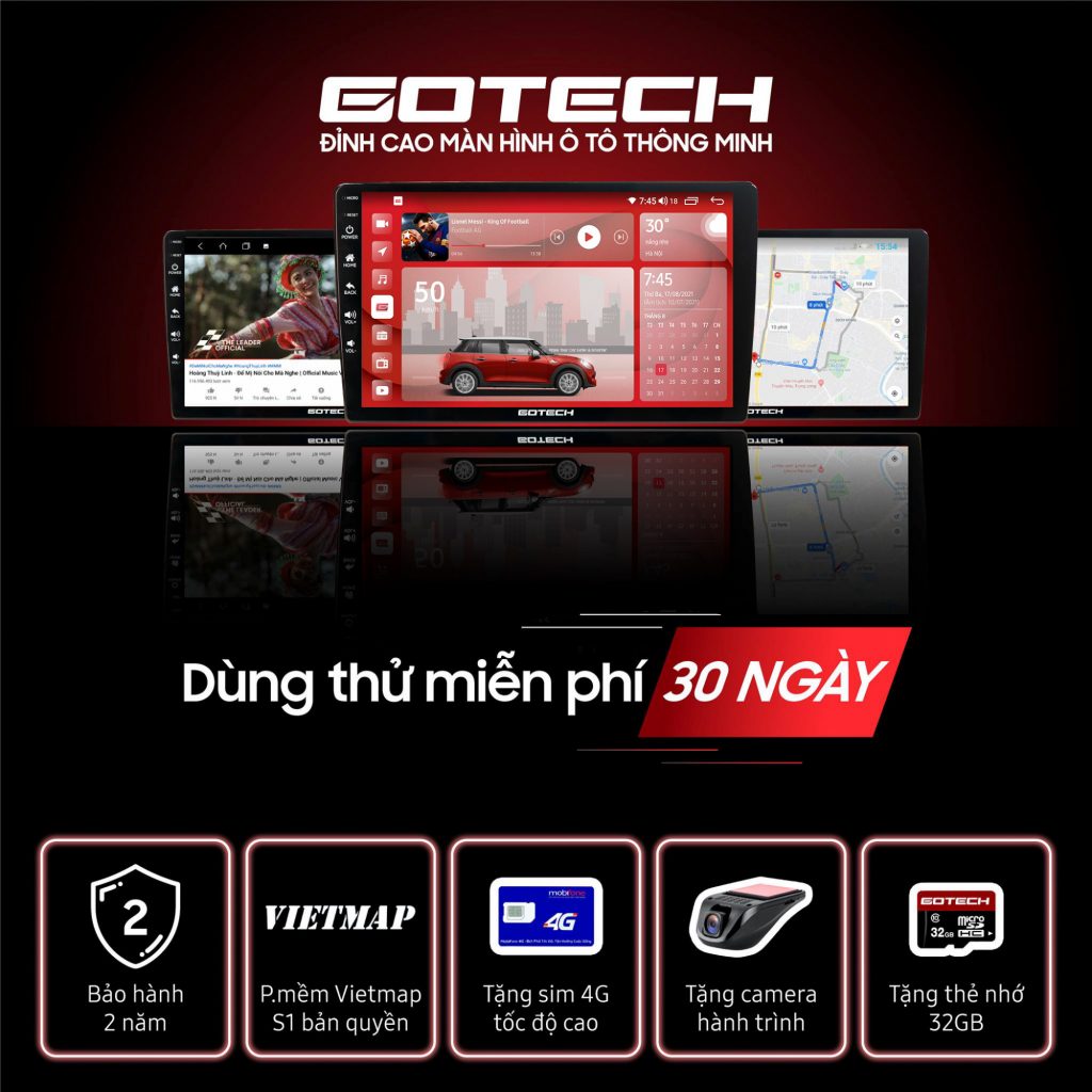 Màn hình ô tô thông minh GOTECH GT8 bảo hành tốt nhất dành cho khách hàng
