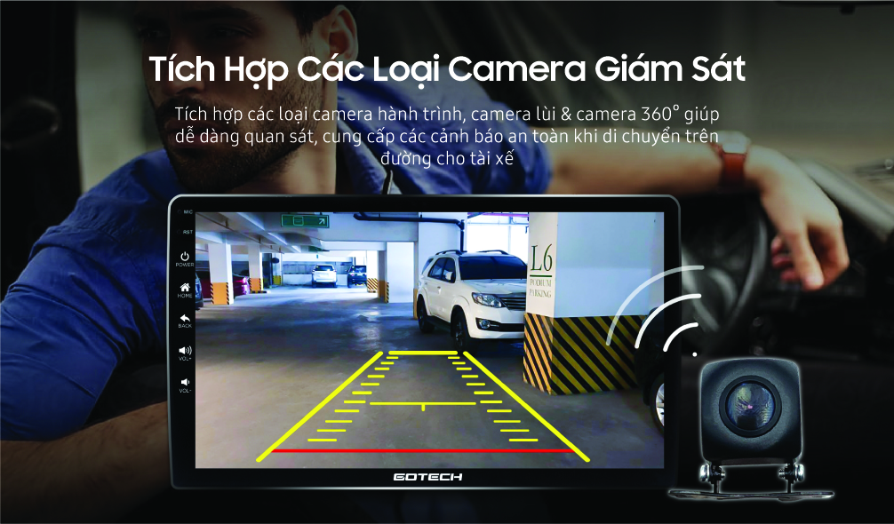 Màn hình GOTECH GT8 mới tích hợp camera hỗ trợ lái xe an toàn