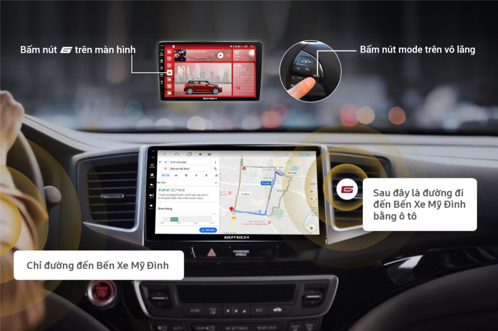 Màn hình dvd android ô tô điều khiển giọng nói thông minh.