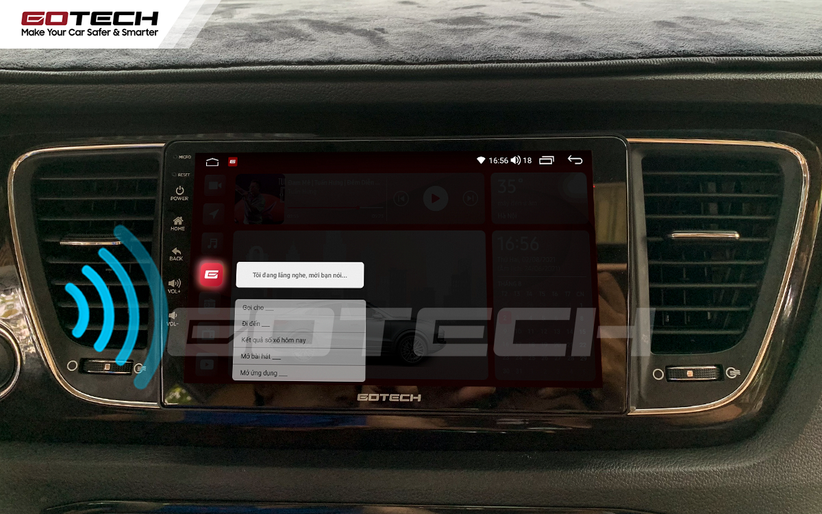 Điều khiển giọng nói qua vô lăng trên màn hình ô tô GOTECH cho xe Kia Sedona 2015-2020