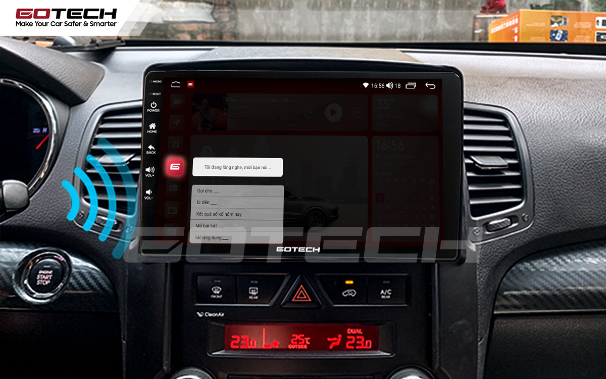 Điều khiển giọng nói qua vô lăng trên màn hình ô tô GOTECH cho xe Kia Sorento 2009-2013