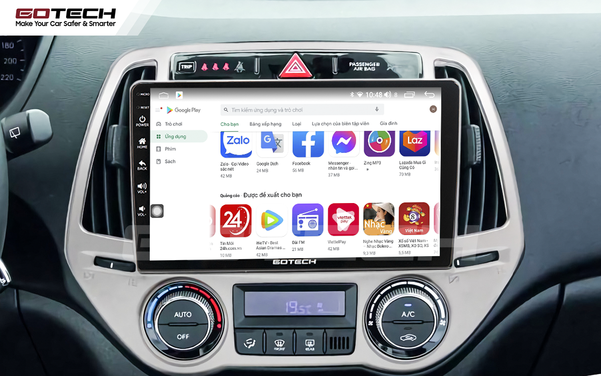 Giải trí đa phương tiện trên màn hình ô tô thông minh GOTECH cho xe Hyundai i20 2013-2014