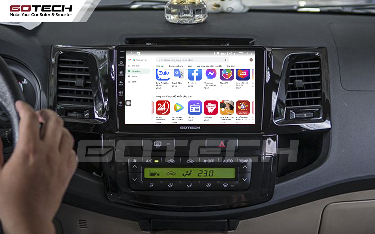 Giải trí đa phương tiện trên màn hình ô tô thông minh GOTECH cho xe Toyota Fortuner 2006-2016