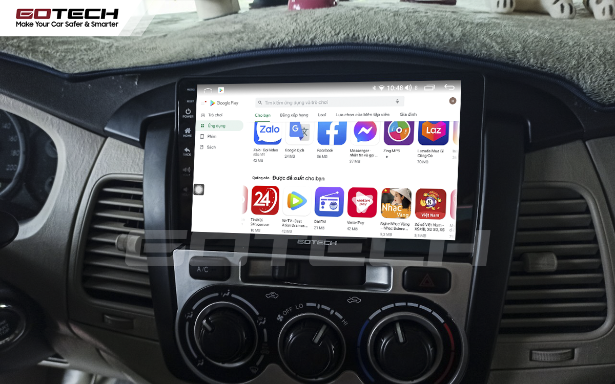 Giải trí đa phương tiện trên màn hình ô tô thông minh GOTECH cho xe Toyota Innova 2012-2016