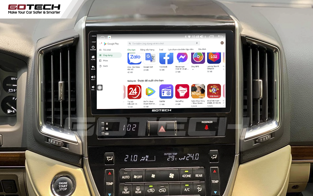 Giải trí đa phương tiện trên màn hình ô tô thông minh GOTECH cho xe Toyota Land Cruiser 2016-2019