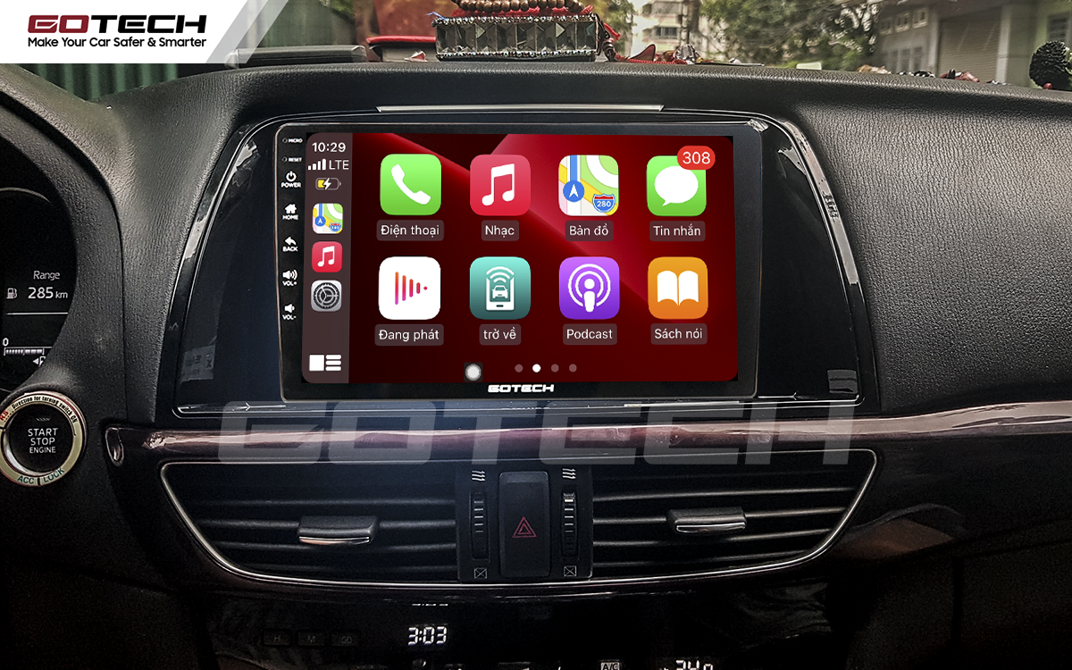 Kết nối Apple Carplay thông minh trên màn hình ô tô thông minh GOTECH cho xe Mazda 6 2014-2016