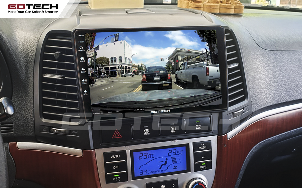 Kết nối với camera hành trình trên màn hình android GOTECH cho xe Hyundai Santafe 2006-2012