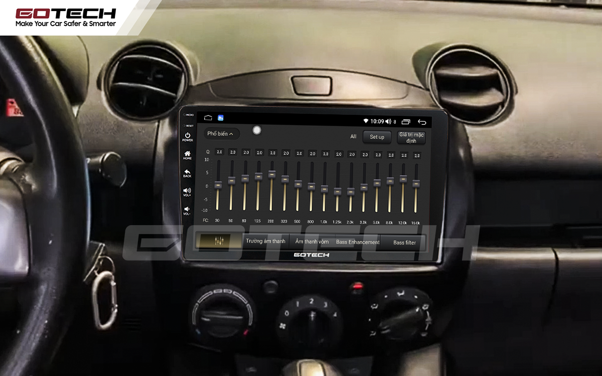 Bộ xử lý tín hiệu âm thanh DSP 32 kênh trên màn hình GOTECH cho xe Mazda 2 2012-2013