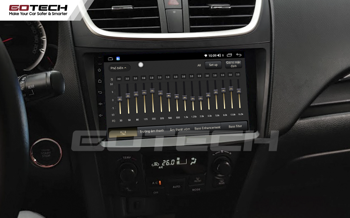 Bộ xử lý tín hiệu âm thanh DSP 32 kênh trên màn hình GOTECH cho xe Suzuki Swift 2013-2017