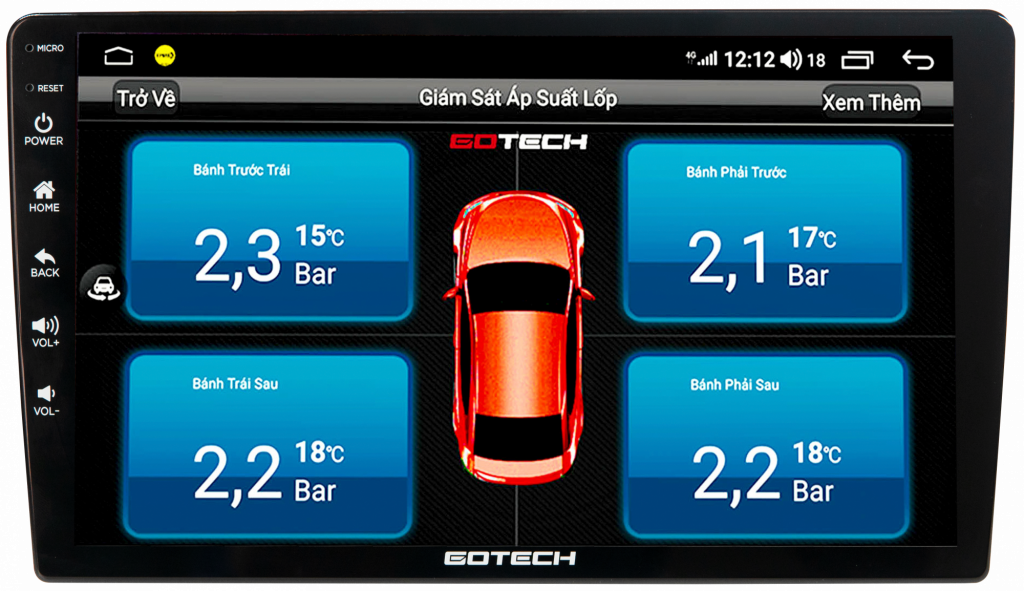 Xem thông số cảm biến áp suất ngay trên màn hình thông minh GOTECH GT6.