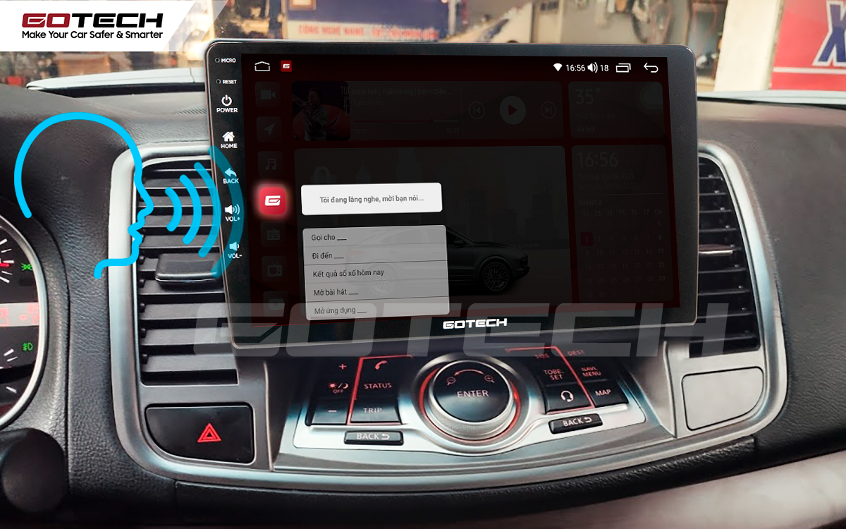 Điều khiển giọng nói qua vô lăng trên màn hình ô tô GOTECH cho xe Nissan Teana 2009-2011