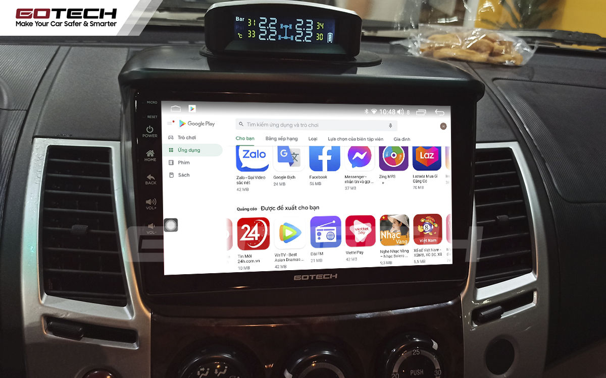 Giải trí đa phương tiện trên màn hình Android Gotech cho xe Mitsubishi Pajero Sport 2011-2016