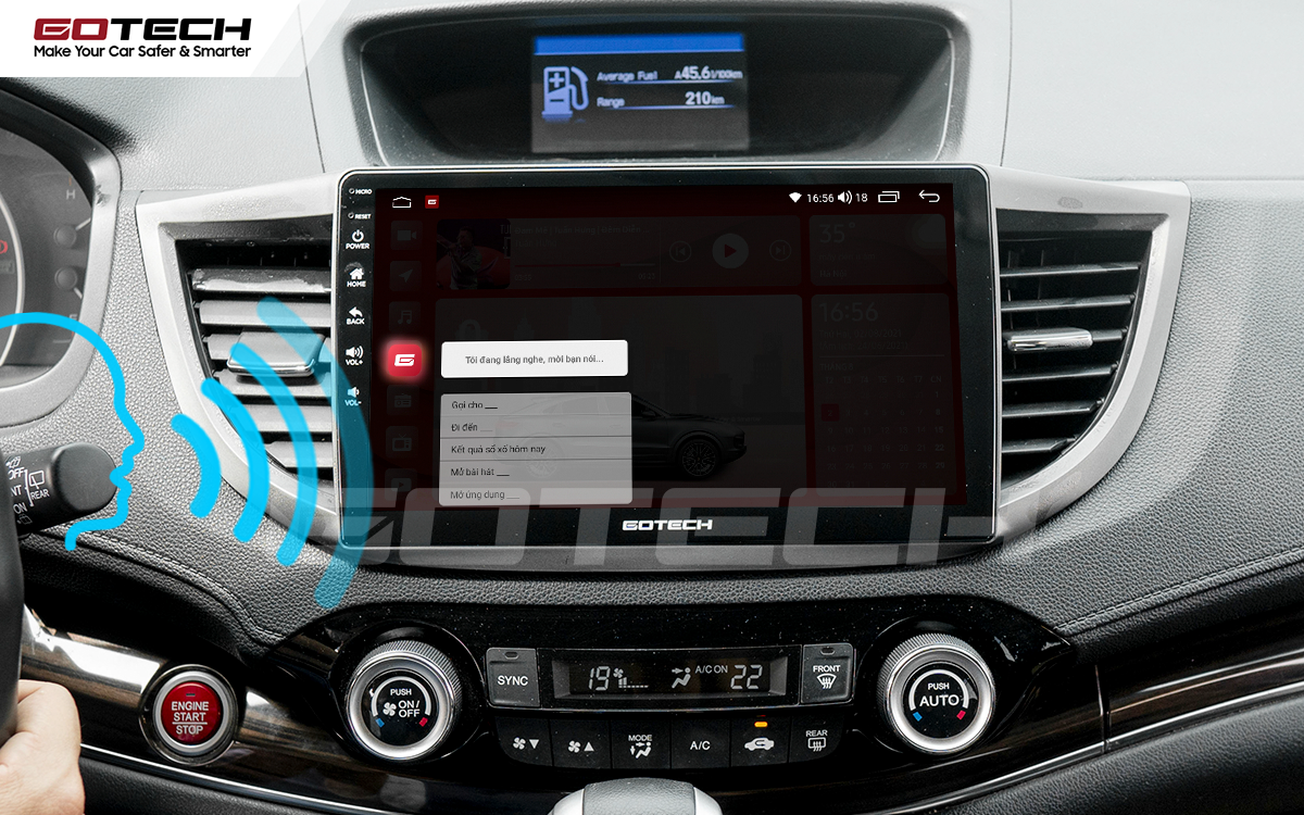 Ra lệnh giọng nói thông minh trên màn hình ô tô GOTECH cho xe Honda CRV 2013 - 2017