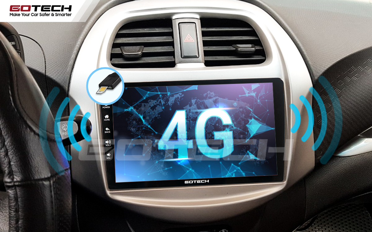 Sim 4G kết nối internet tốc độ cao trên màn hình ô tô GOTECH cho xe Chevrolet Spark 2018