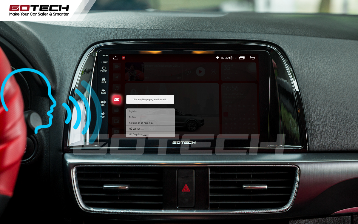 Điều khiển giọng nói qua vô lăng trên màn hình ô tô GOTECH cho xe Mazda Cx5 2013-2015