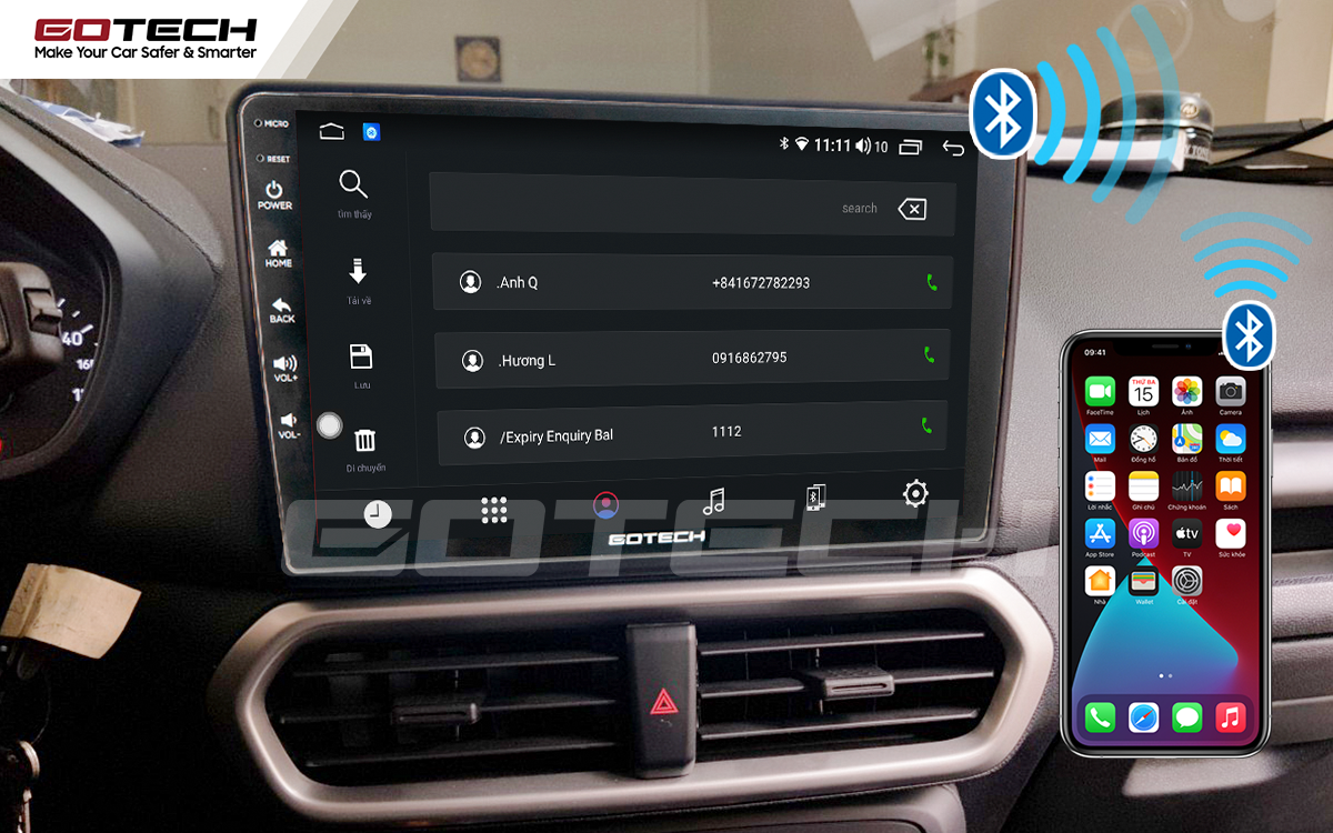 Kết nối Apple Carplay thông minh trên màn hình ô tô thông minh GOTECH cho xe Ford Ecosport 2018-2020