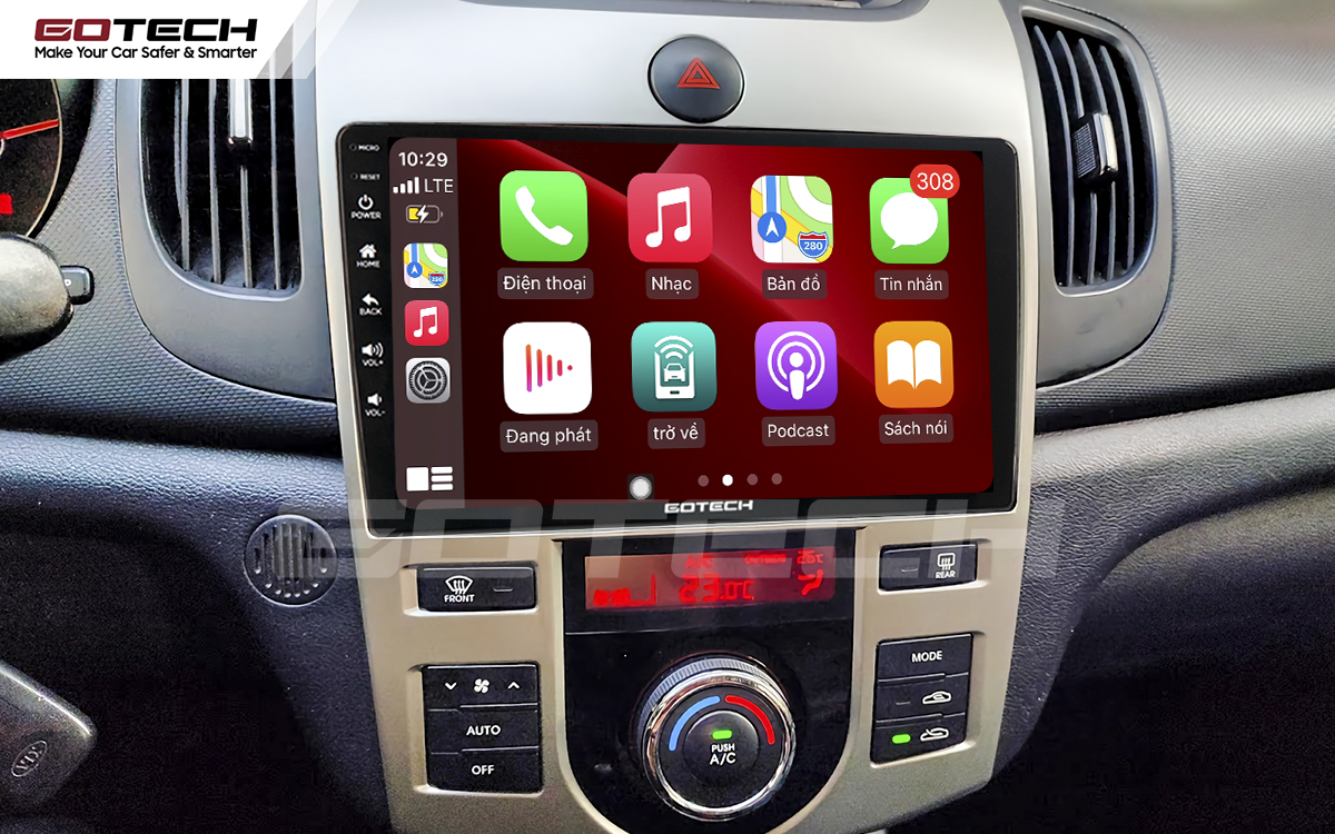 Kết nối Apple Carplay thông minh trên màn hình ô tô thông minh GOTECH cho xe Kia Forte 2008-2013