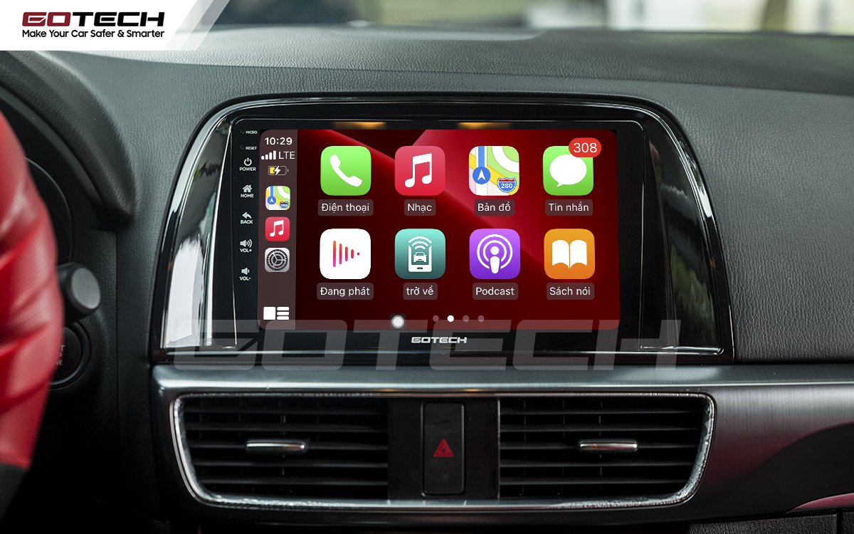 Kết nối Apple Carplay thông minh trên màn hình ô tô thông minh GOTECH cho xe Mazda Cx5 2013-2015