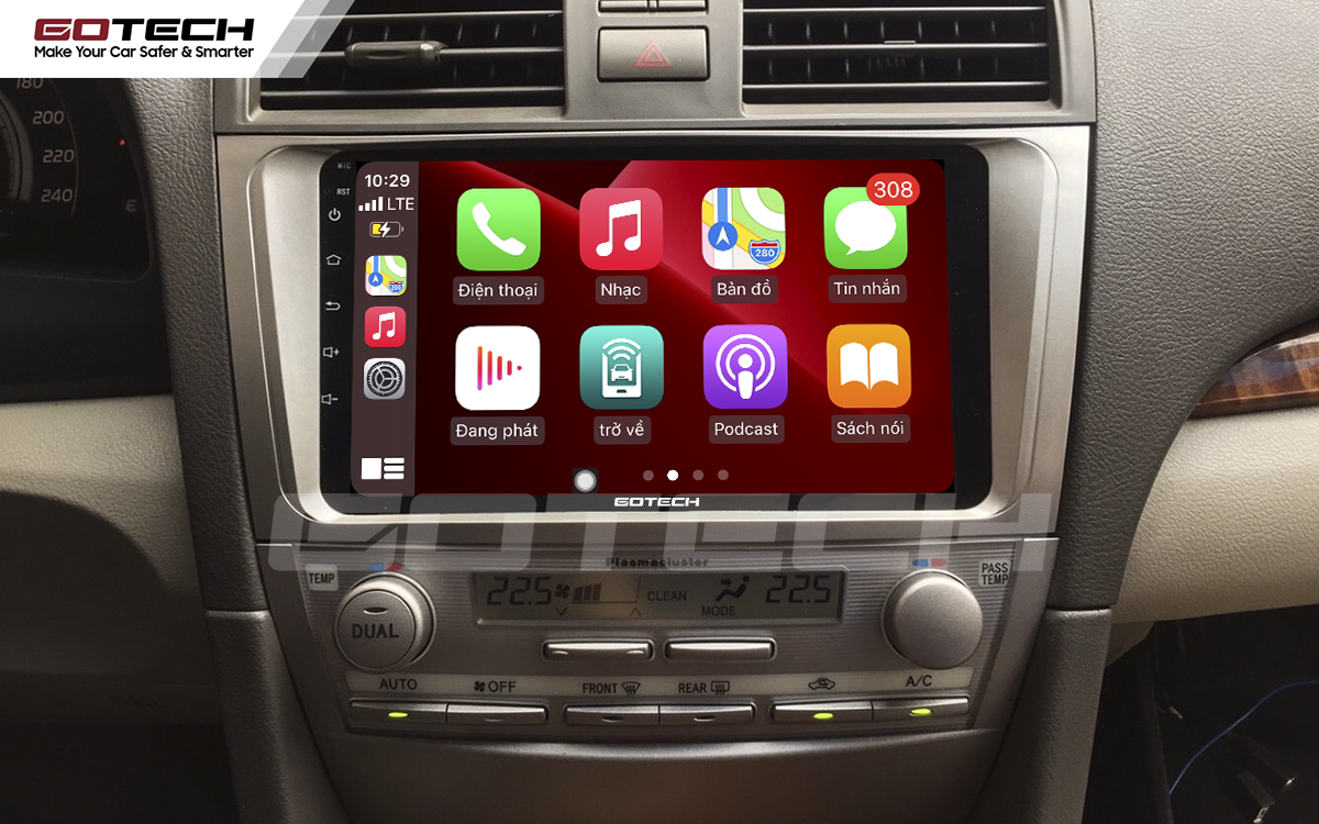 Kết nối Apple Carplay thông minh trên màn hình ô tô thông minh GOTECH cho xe Camry 2007-2012