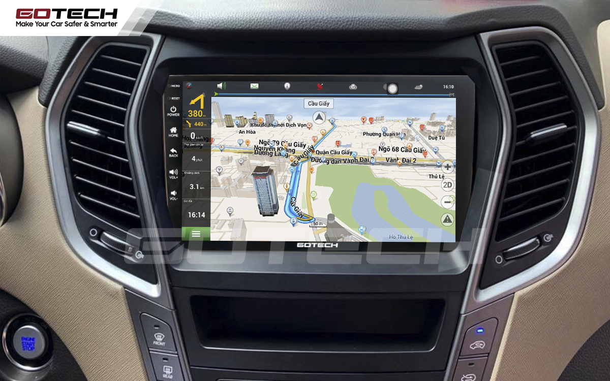 Tích hợp các bản đồ dẫn đường thông minh và thao tác dễ dàng cho xe Hyundai Santafe 2013-2014