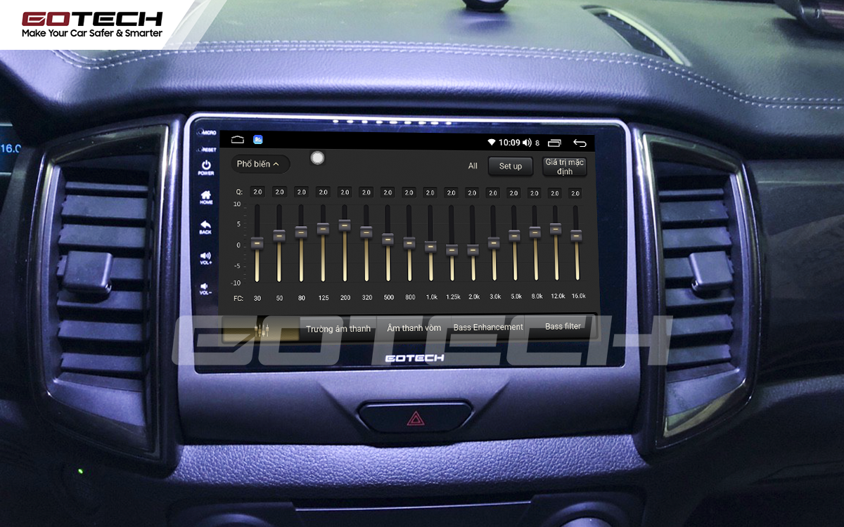 Bộ xử lý tín hiệu âm thanh DSP 32 kênh trên màn hình GOTECH cho xe Ford Ranger XLS, XLT 2019-2020