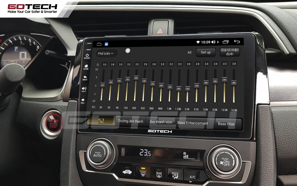 Bộ xử lý tín hiệu âm thanh DSP 32 kênh trên màn hình GOTECH cho xe Honda Civic 2018-2019