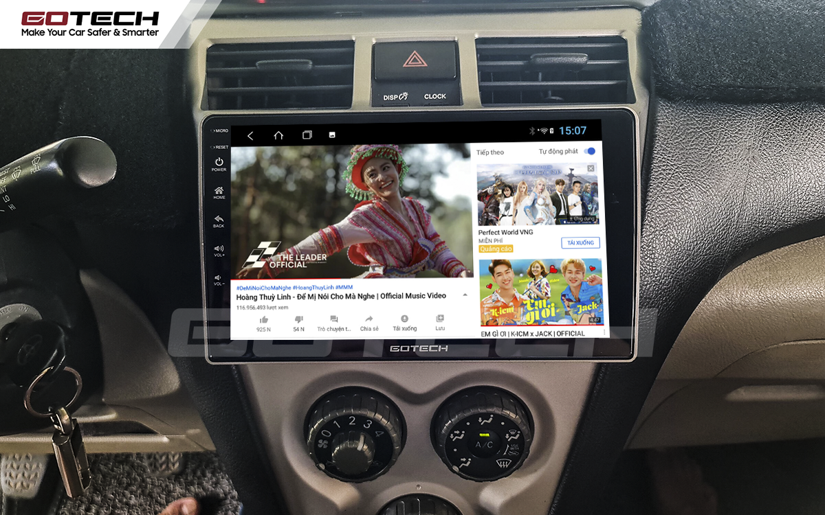 Thế giới giải trí vô tận với màn hình Android ô tô GOTECH cho xe Vios 2008 - 2013