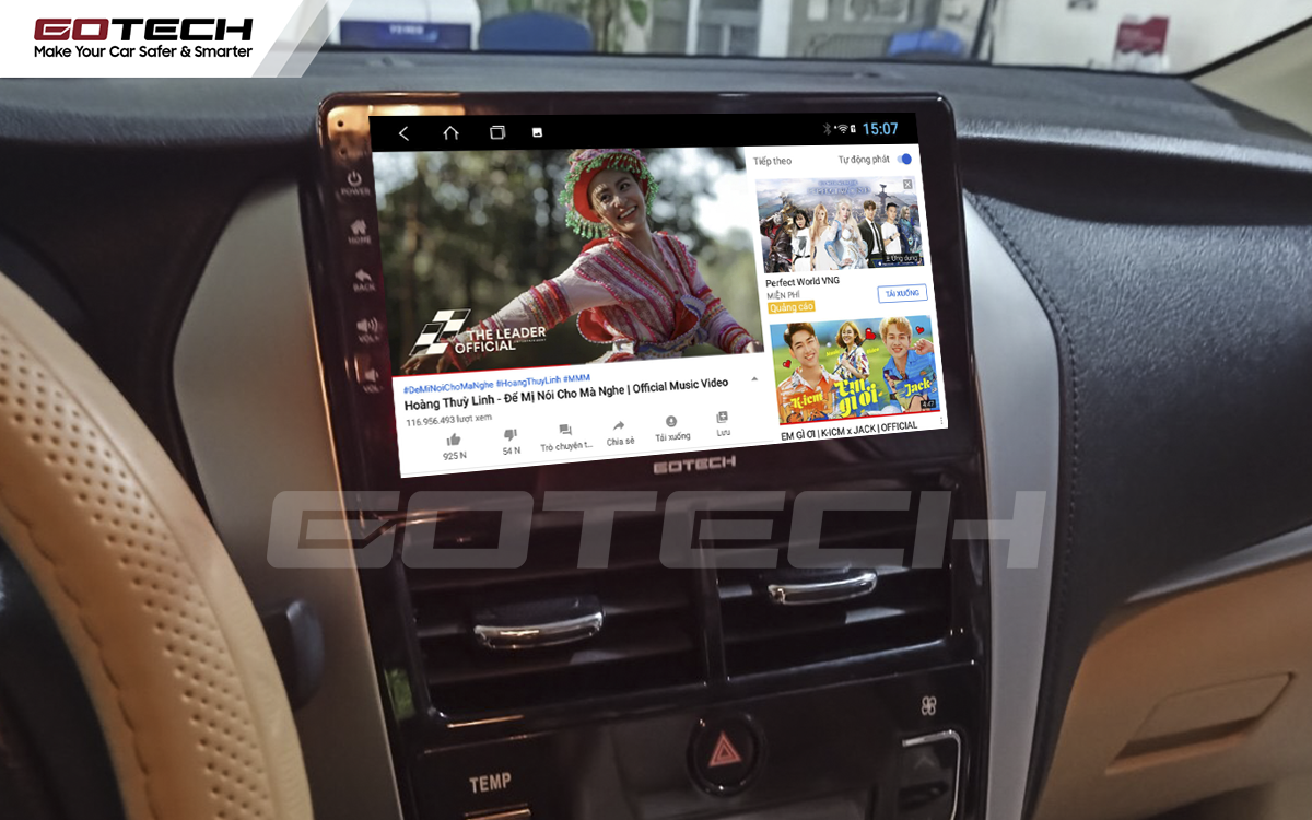 Các ứng dụng giải trí vô tận trên màn hình GOTECH cho xe Vios