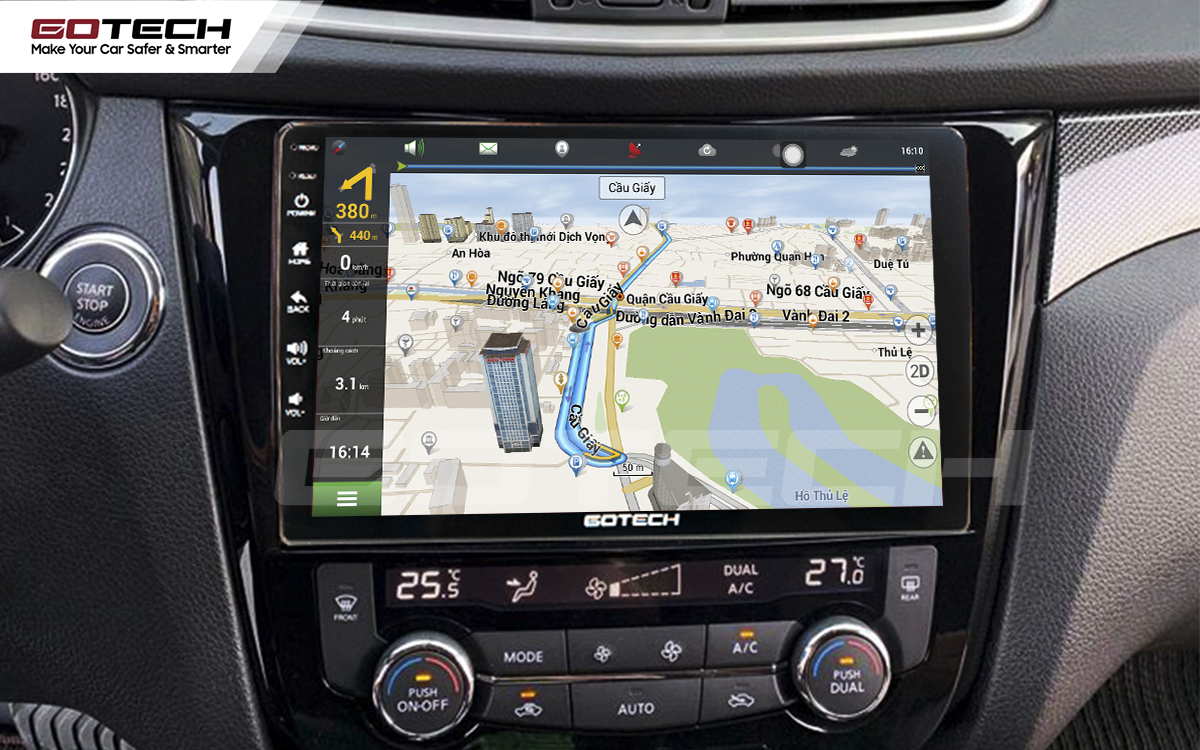 Tích hợp bản đồ dẫn đường thông minh trên màn hình ô tô GOTECH cho xe Nissan Xtrail 2016-2022