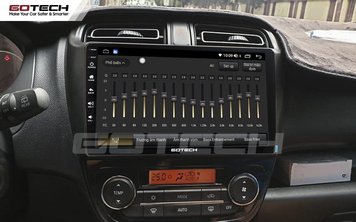 DSP 32 kênh trên màn hình android ô tô Gotech cho xe Mitsubishi Mirage 2013-2019.