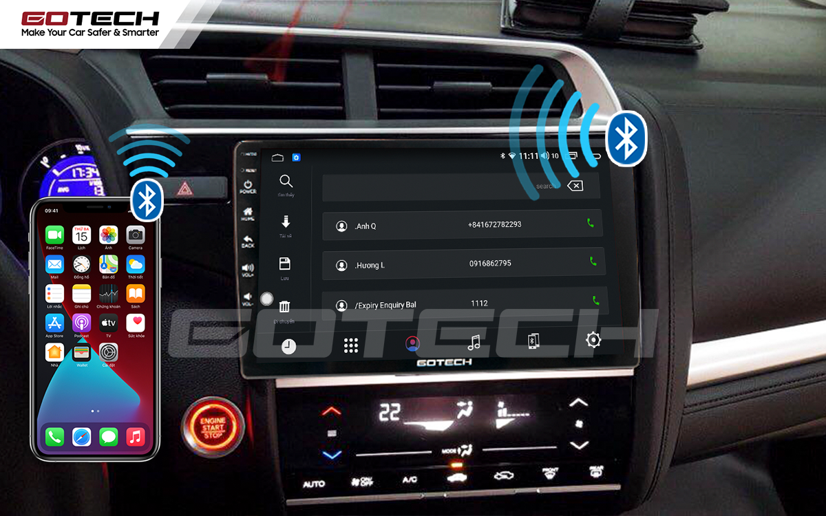Kết nối Bluetooth nghe gọi rảnh tay trên màn hình ô tô GOTECH