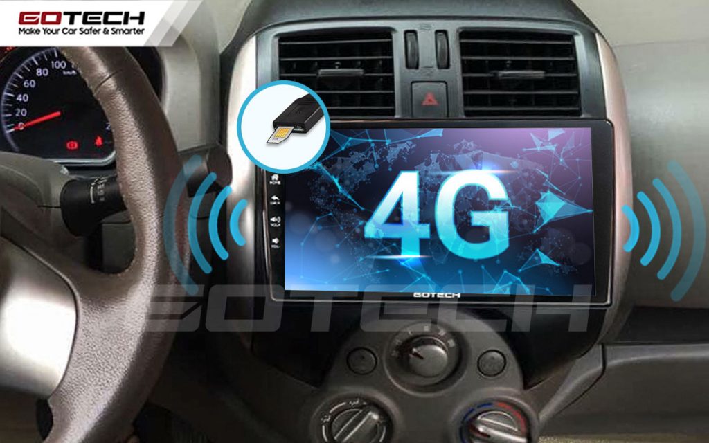 Sim 4G kết nối internet tốc độ cao trên màn hình ô tô GOTECH cho xe Nissan Sunny 2013-2017