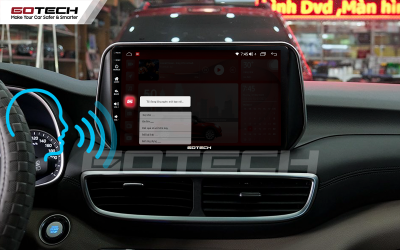 Điều khiển giọng nói qua vô lăng trên màn hình ô tô GOTECH cho xe Hyundai Tucson 2019-2020
