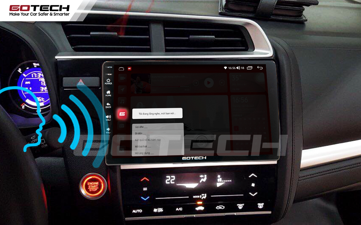 Ra lệnh giọng nói thông minh trên màn hình ô tô GOTECH cho xe Honda Jazz