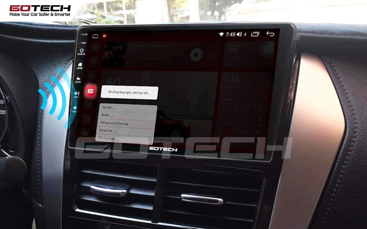 Ra lệnh giọng nói thông minh trên màn hình ô tô GOTECH cho xe Toyota Vios
