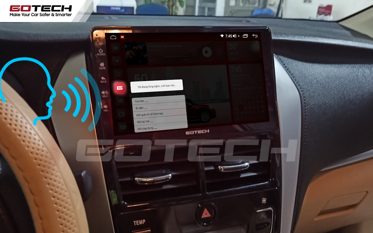 Ra lệnh giọng nói thông minh trên màn hình ô tô GOTECH cho xe Toyota Vios