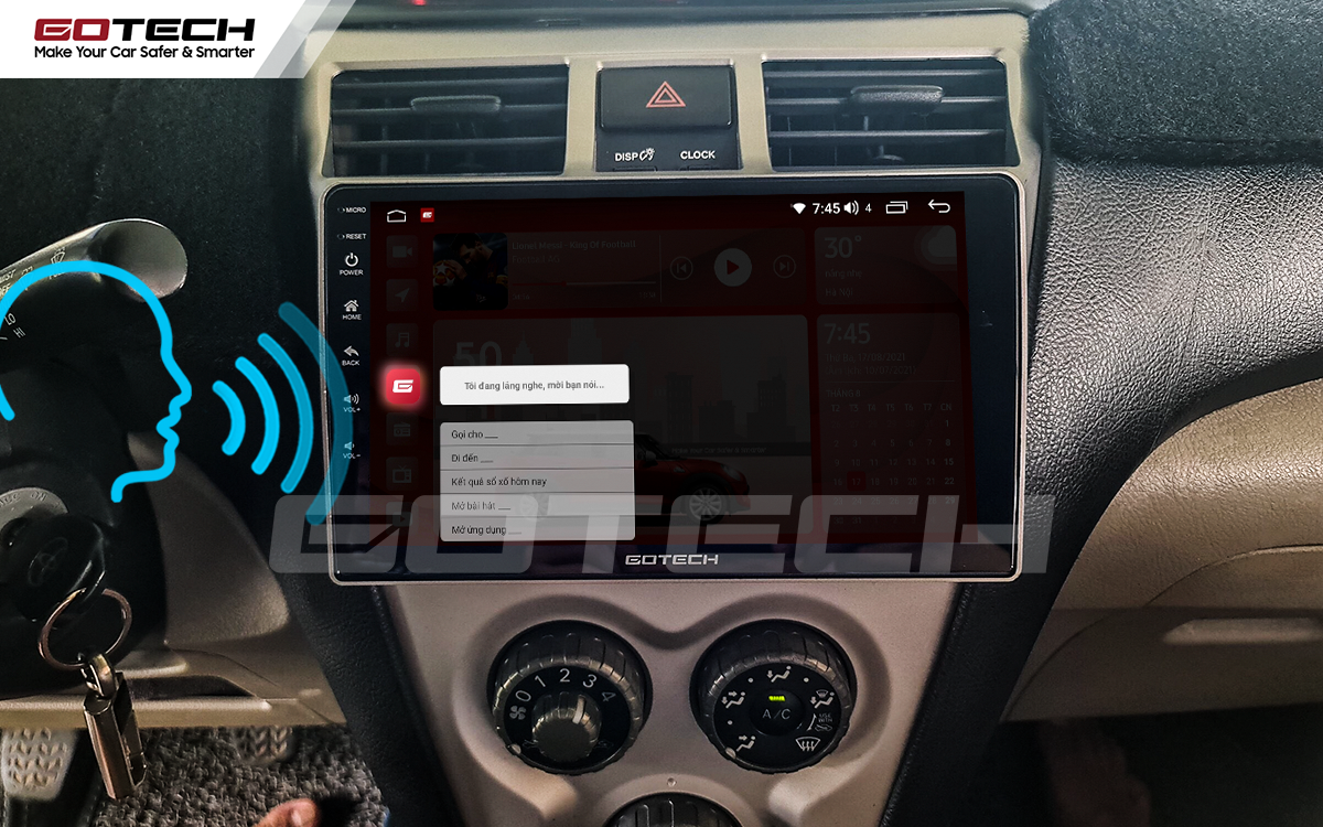 Ra lệnh giọng nói thông minh trên màn hình ô tô GOTECH cho xe Toyota Vios 2008 - 2013