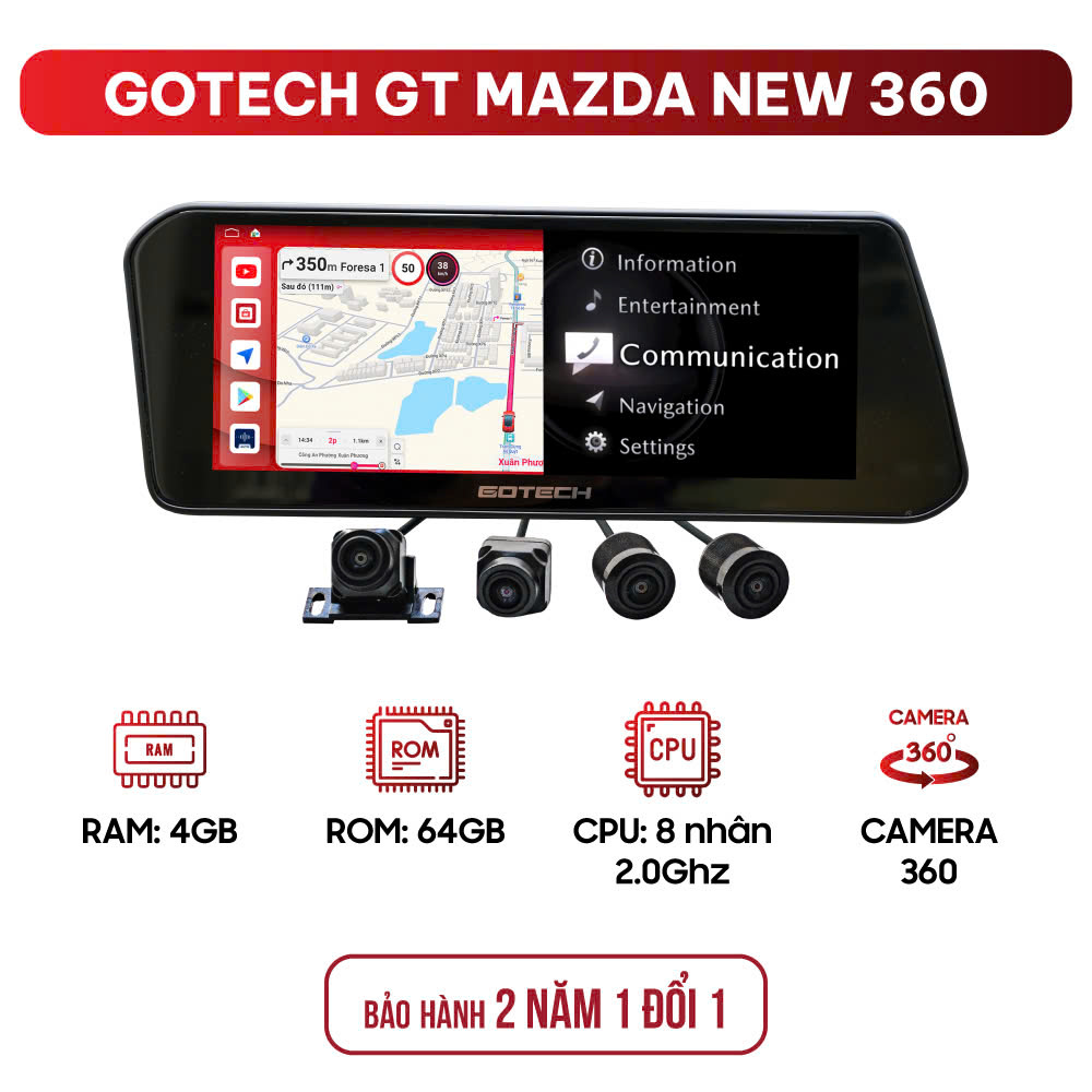 MÀN HÌNH Ô TÔ THÔNG MINH GOTECH GT MAZDA NEW 360