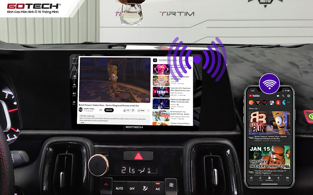 Màn hình ô tô Gotech cho xe Kia Sonet phát wifi cho các thiết bị khác trên xe
