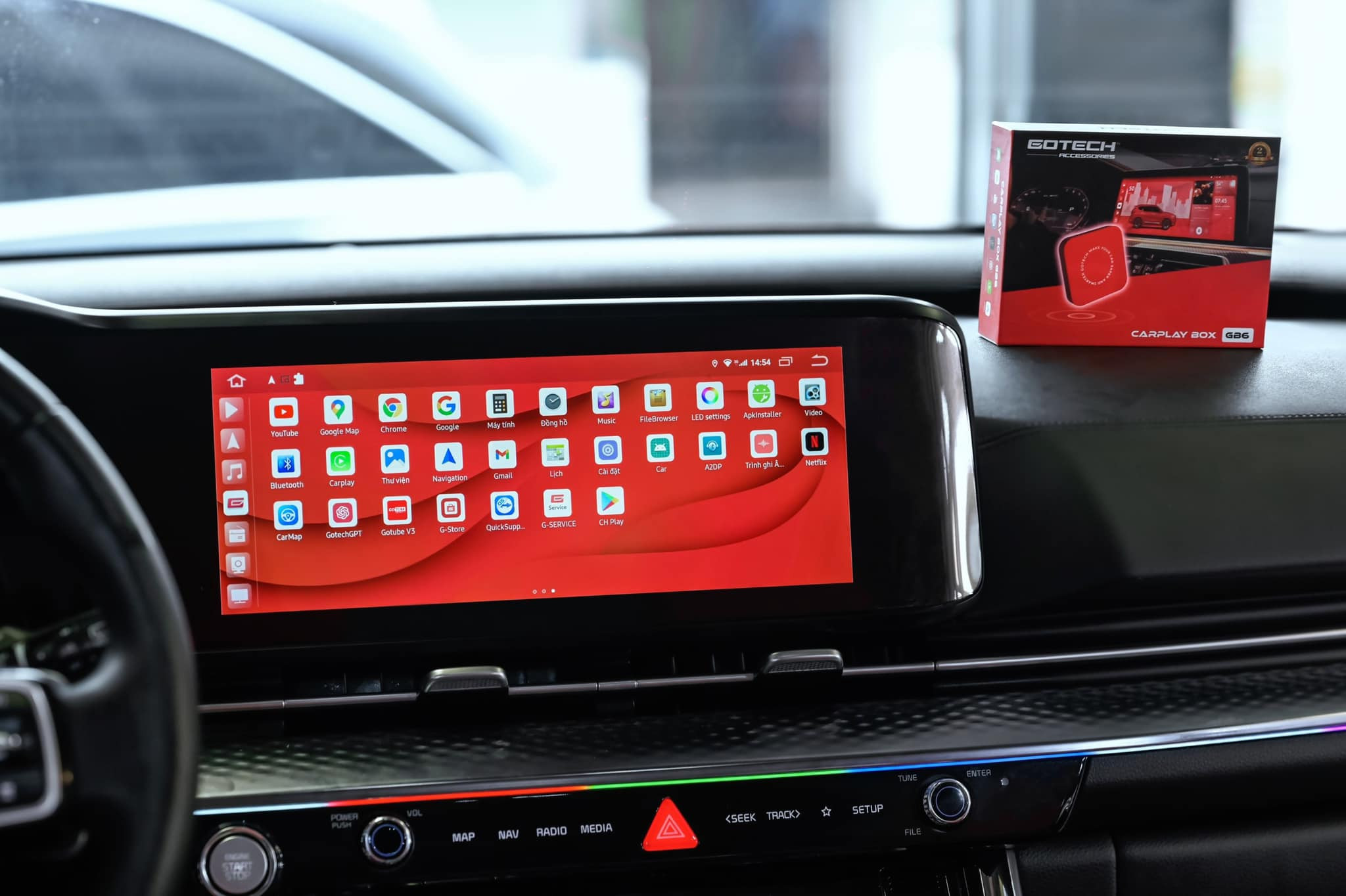 Hệ sinh thái ứng dụng trên Carplay Box Gotech cho xe Kia Carnival