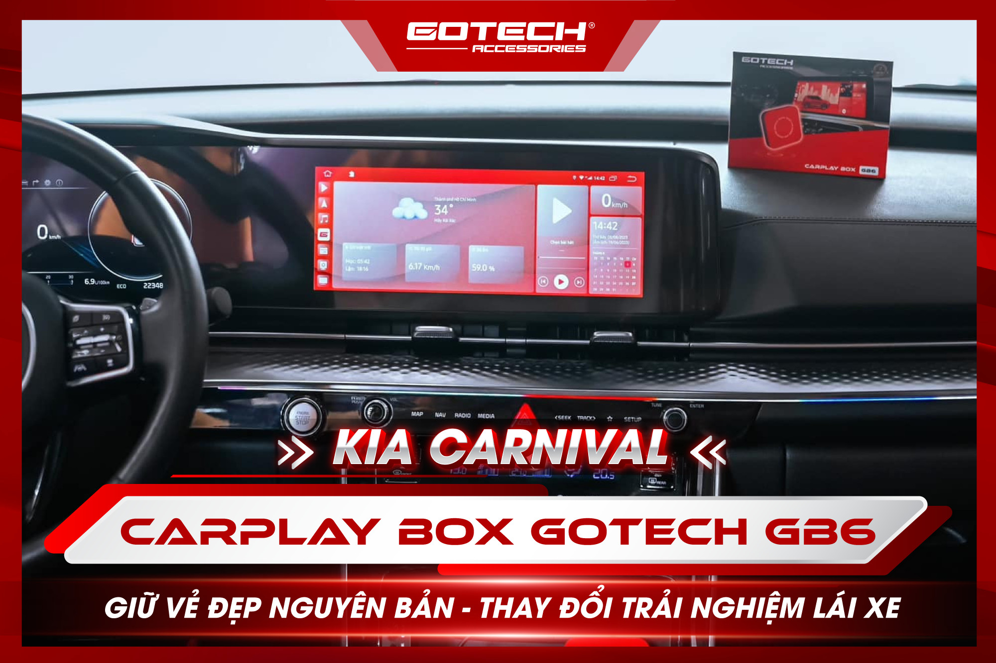 Carplay Box Gotech cho xe Kia Carnival đảm bảo tính nguyên bản của xe