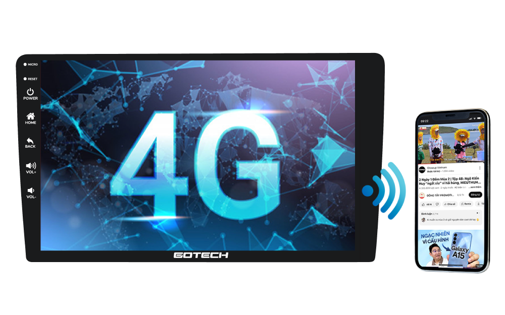 Với tính năng kết nối 4G tích hợp, màn hình Gotech GC6 không chỉ mang đến trải nghiệm internet nhanh chóng mà còn cho phép bạn chia sẻ kết nối thông qua chức năng phát wifi tích hợp, giúp tạo ra một điểm truy cập di động tiện lợi mọi lúc, mọi nơi.