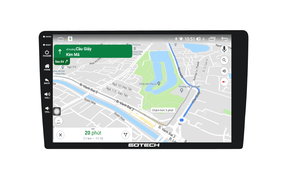 Màn hình Gotech GC6 được trang bị với 3 loại bản đồ dẫn đường thông minh mang đến cho người dùng trải nghiệm điều hướng linh hoạt và chính xác trên mọi hành trình