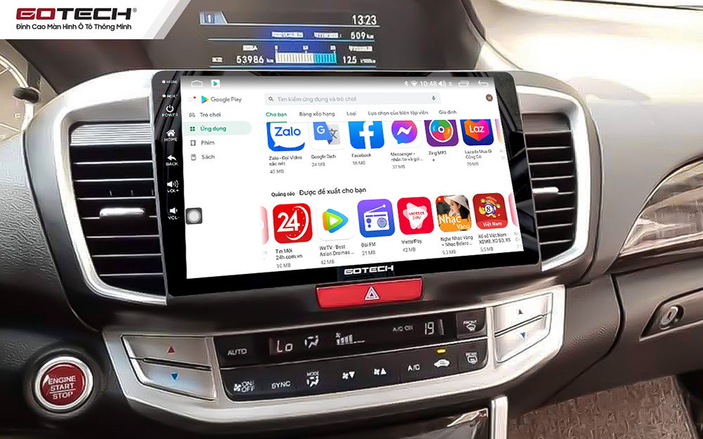 Màn hình ô tô Gotech cho xe Honda Accord 2014-2019 cài đặt kho ứng dụng CH PLAY