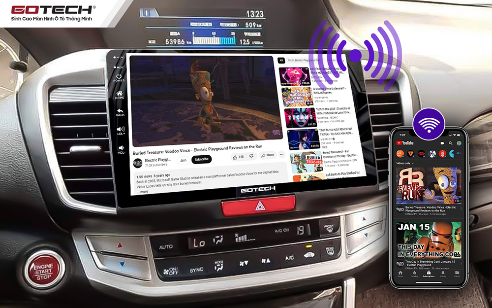 Màn hình ô tô Gotech cho xe Honda Accord 2014-2019 phát wifi cho các thiết bị khác trên xe